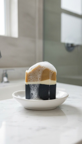 صابون ترکیبی زغال و زردچوبه مهتاب (ضد لک و ضد جوش قوی) | مناسب پوست چرب