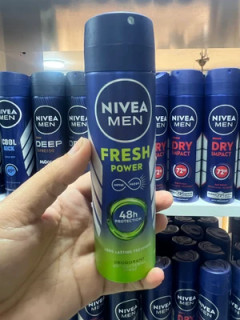 اسپری دئودورانت مردانه نیوآ (Nivea men) ۱۵۰ میل مدل فرش پاور (Fresh Power) - رایحه اینفینی فرش، ۴۸ ساعته